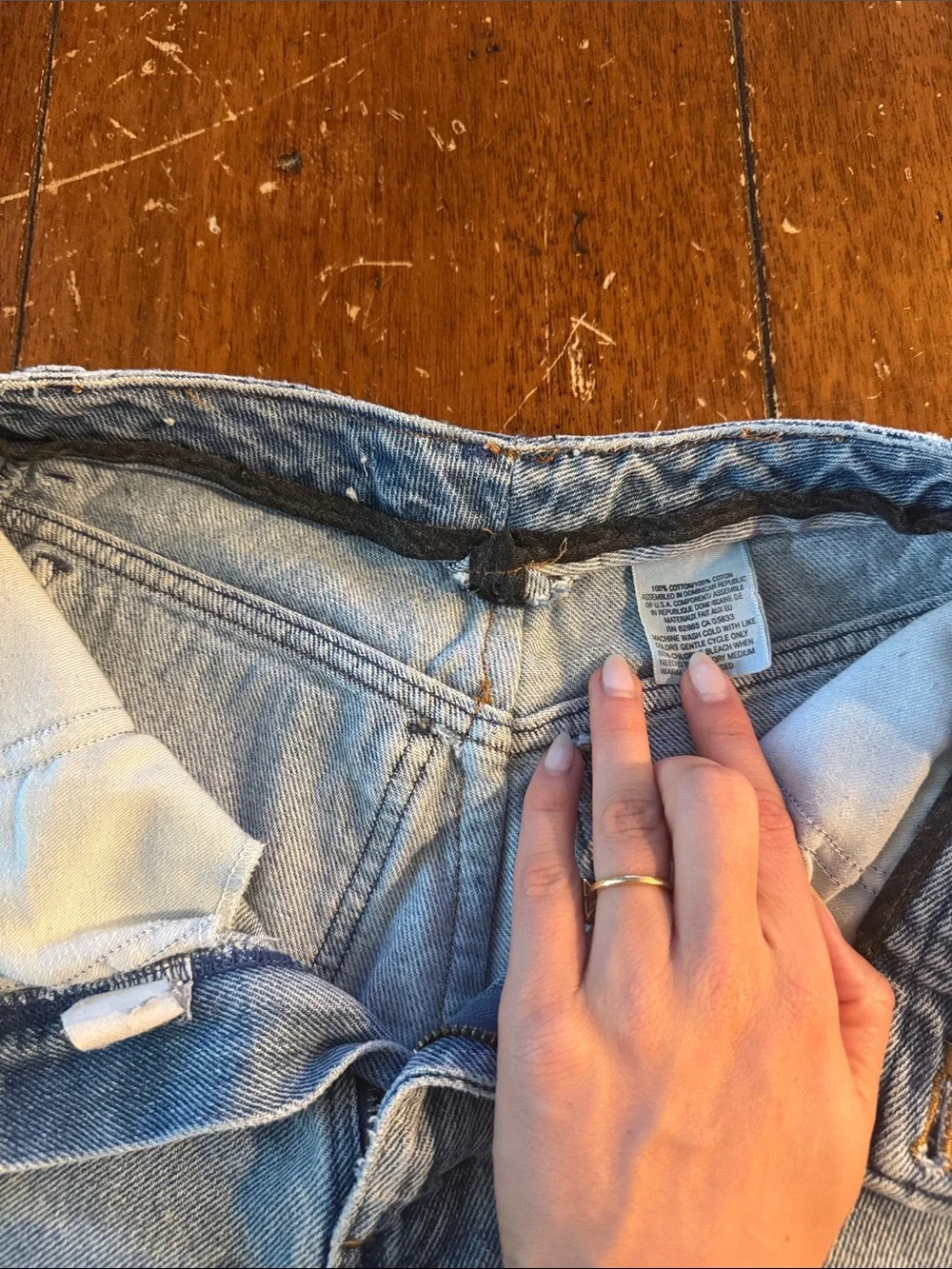Vintage Light Wash Distressed Denim Long Shorts
